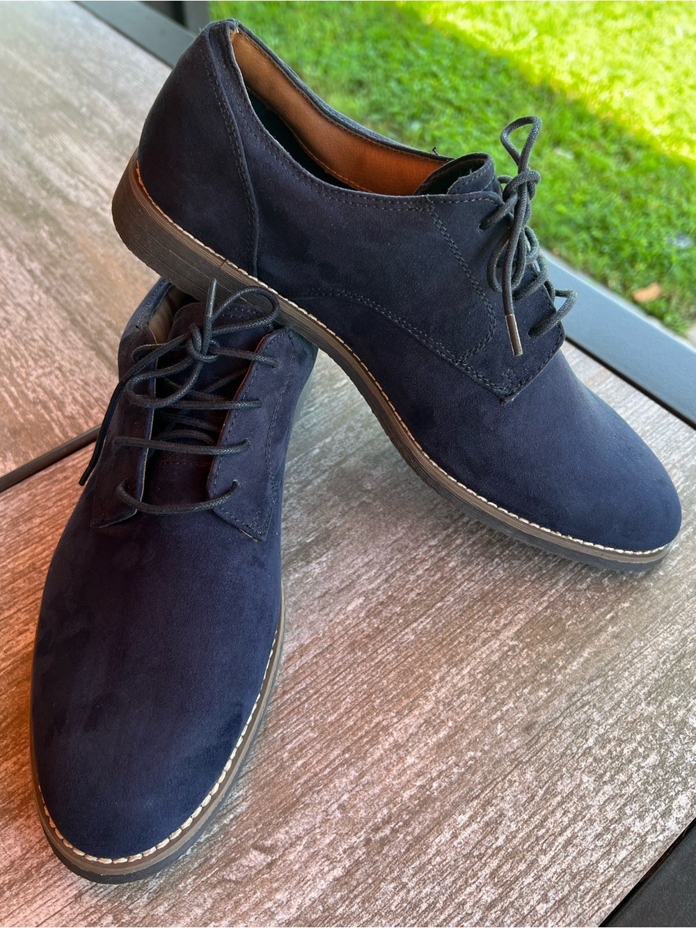 H&M Men's Blue Faux Suede Derby Shoes Oxfords Size 9 (EUR 42) NWOT